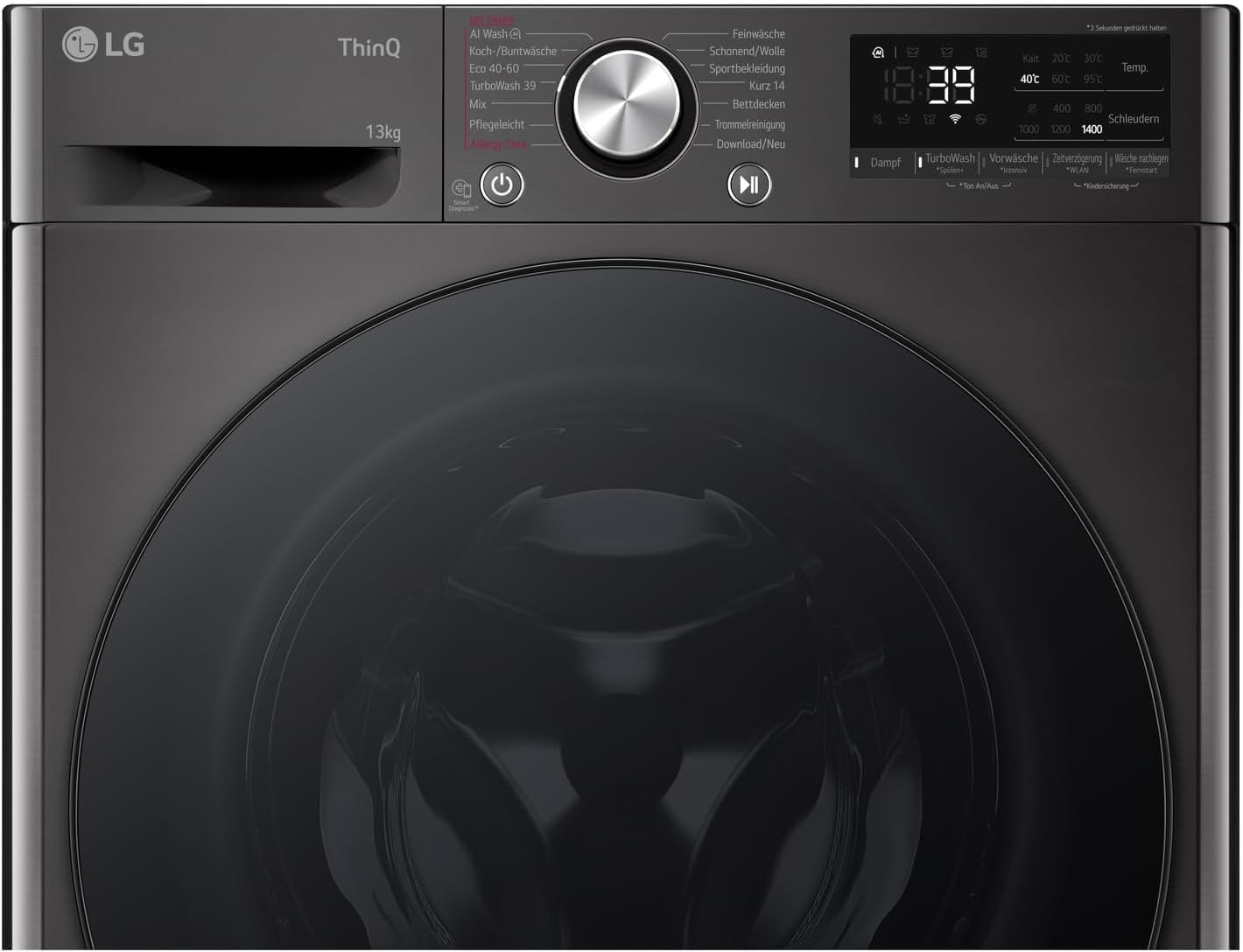 LG F4WV7080, Klasse A, Frontlader-Waschmaschine 8 kg, 1400 U/Min, AI Direct Drive, Wi-Fi, Tiefenreinigung mit Dampf, Groe Kapazitt, TRIPLE A, Außentür aus Sicherheitsglas, 62 x 60 x 85 cm Wei