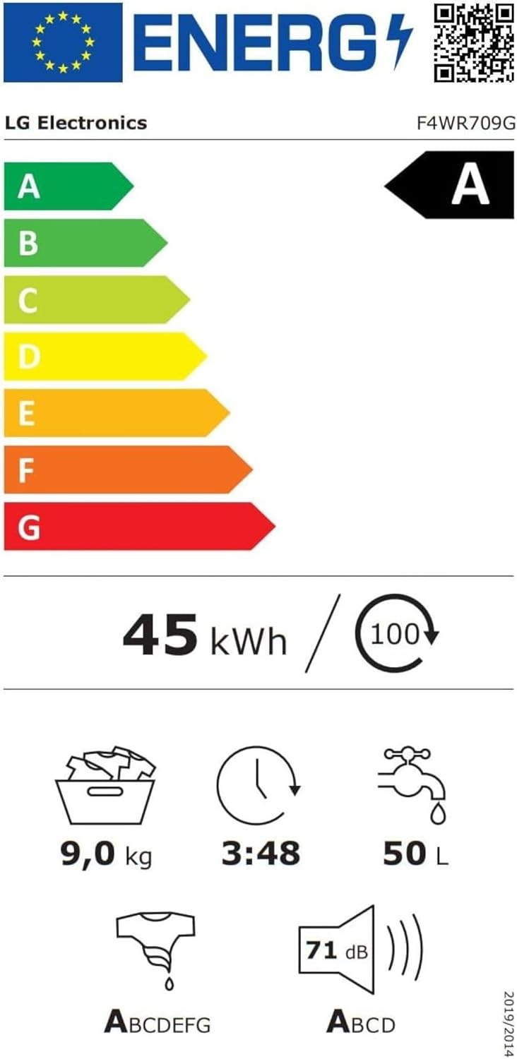 LG F4WV7080, Klasse A, Frontlader-Waschmaschine 8 kg, 1400 U/Min, AI Direct Drive, Wi-Fi, Tiefenreinigung mit Dampf, Groe Kapazitt, TRIPLE A, Außentür aus Sicherheitsglas, 62 x 60 x 85 cm Wei