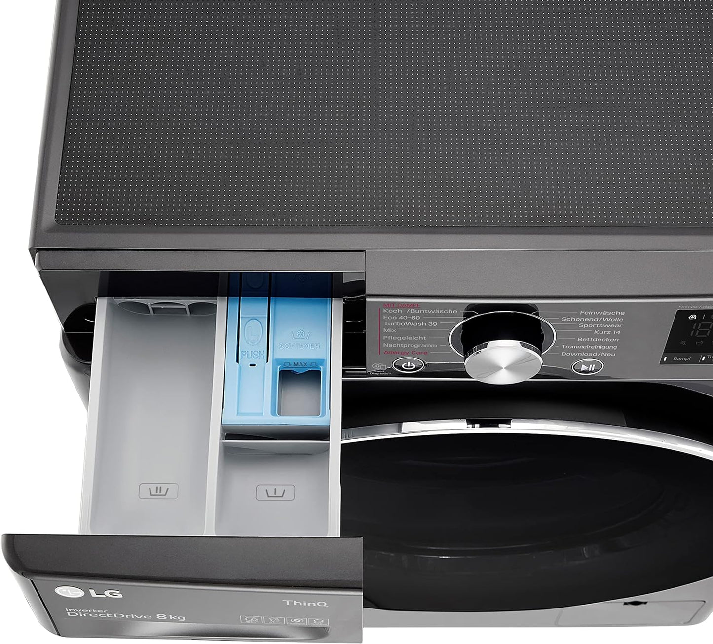 LG F4WV7080, Klasse A, Frontlader-Waschmaschine 8 kg, 1400 U/Min, AI Direct Drive, Wi-Fi, Tiefenreinigung mit Dampf, Groe Kapazitt, TRIPLE A, Außentür aus Sicherheitsglas, 62 x 60 x 85 cm Wei