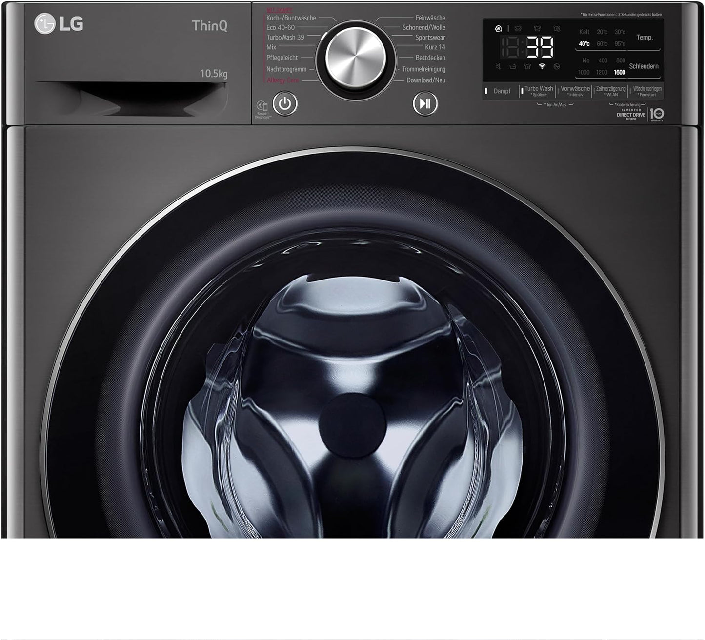 LG F4WV7080, Klasse A, Frontlader-Waschmaschine 8 kg, 1400 U/Min, AI Direct Drive, Wi-Fi, Tiefenreinigung mit Dampf, Groe Kapazitt, TRIPLE A, Außentür aus Sicherheitsglas, 62 x 60 x 85 cm Wei