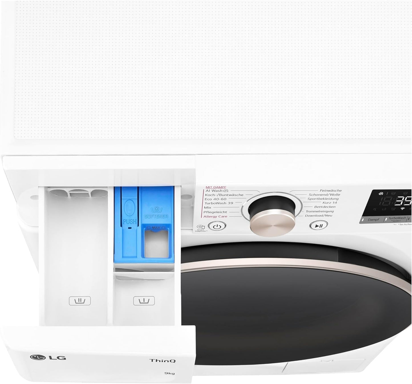 LG F4WV7080, Klasse A, Frontlader-Waschmaschine 8 kg, 1400 U/Min, AI Direct Drive, Wi-Fi, Tiefenreinigung mit Dampf, Groe Kapazitt, TRIPLE A, Außentür aus Sicherheitsglas, 62 x 60 x 85 cm Wei