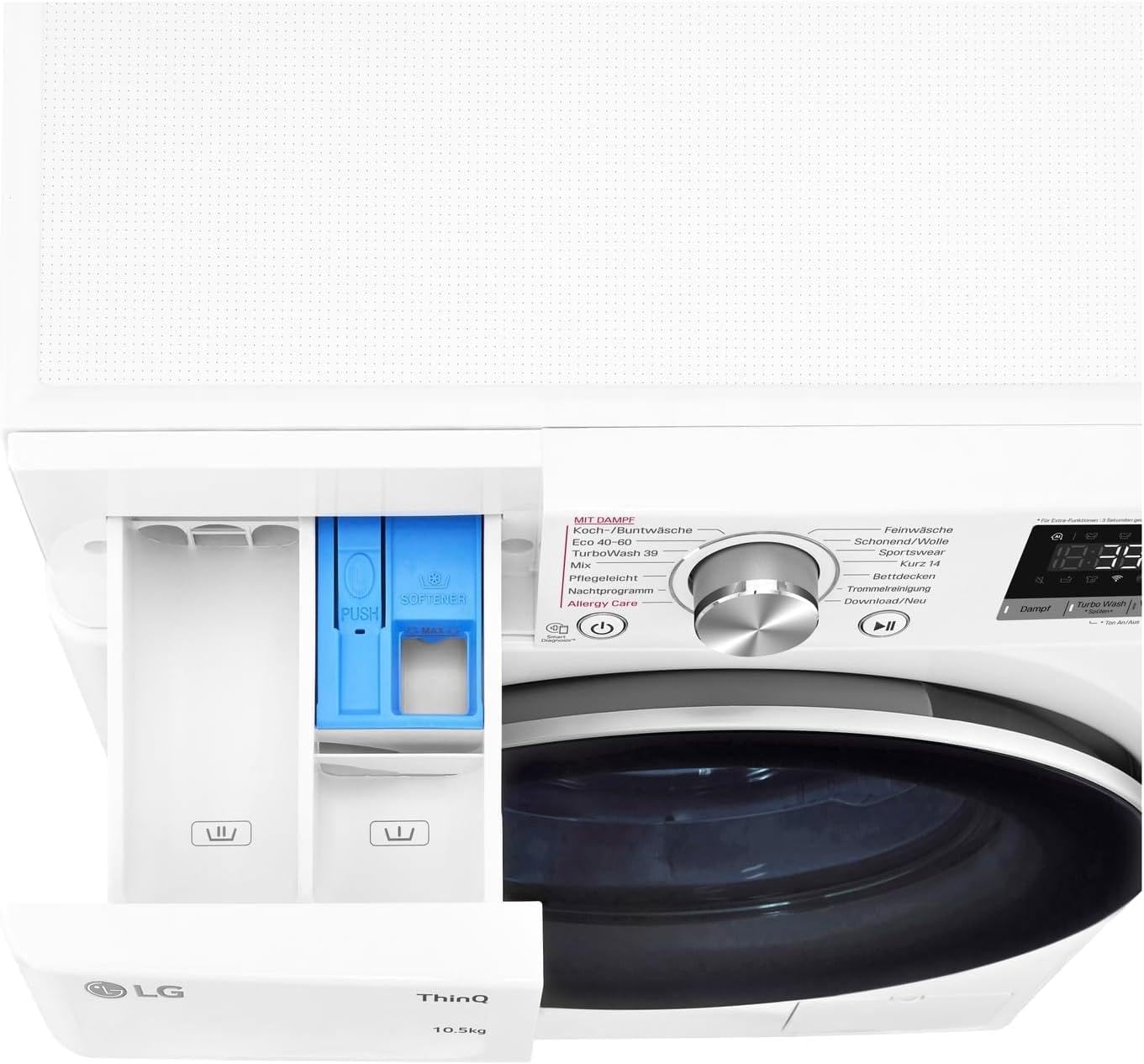 LG F4WV7080, Klasse A, Frontlader-Waschmaschine 8 kg, 1400 U/Min, AI Direct Drive, Wi-Fi, Tiefenreinigung mit Dampf, Groe Kapazitt, TRIPLE A, Außentür aus Sicherheitsglas, 62 x 60 x 85 cm Wei