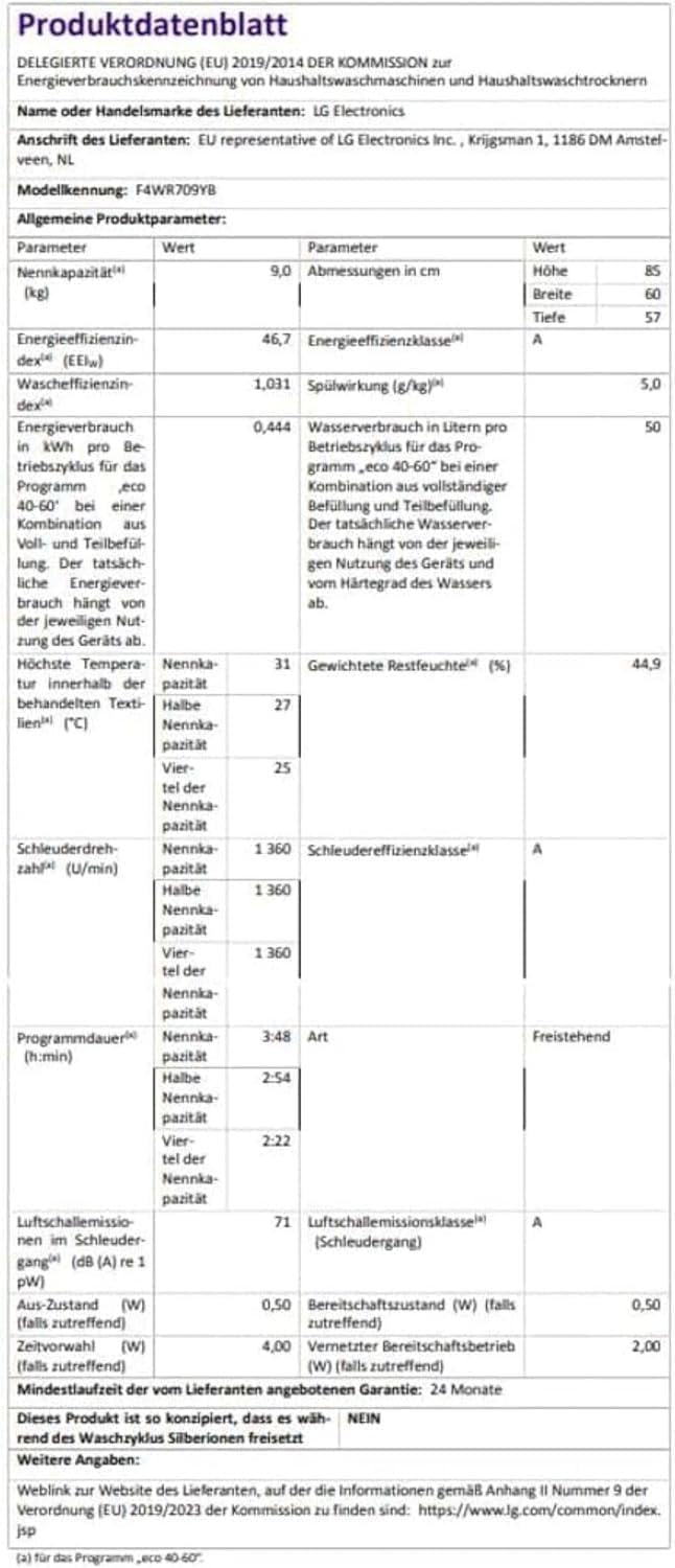 LG F4WV7080, Klasse A, Frontlader-Waschmaschine 8 kg, 1400 U/Min, AI Direct Drive, Wi-Fi, Tiefenreinigung mit Dampf, Groe Kapazitt, TRIPLE A, Außentür aus Sicherheitsglas, 62 x 60 x 85 cm Wei