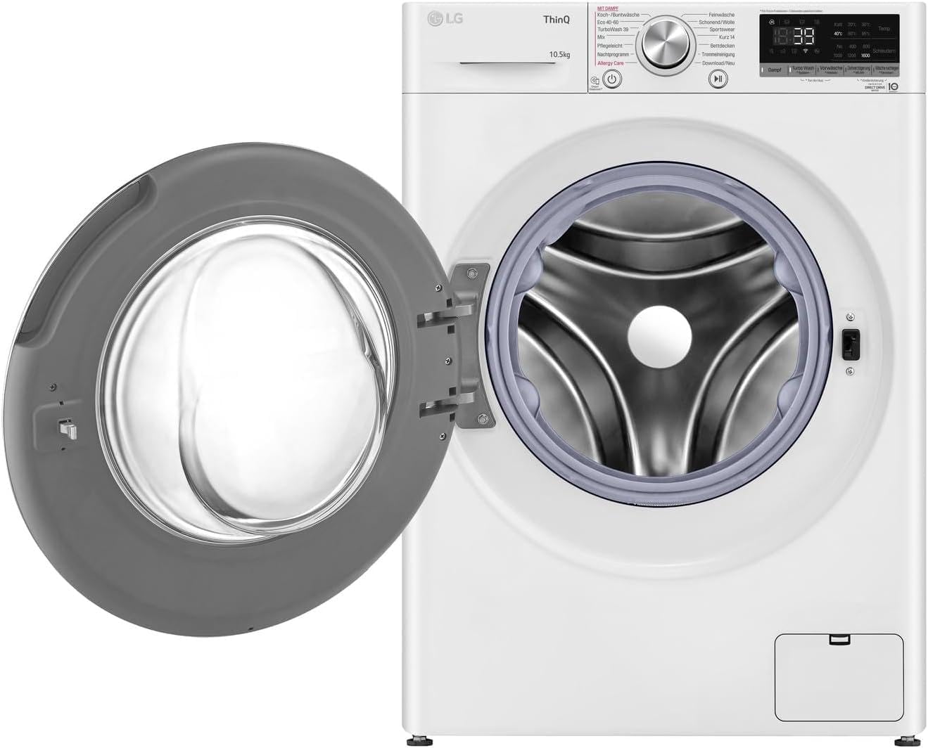 LG F4WV7080, Klasse A, Frontlader-Waschmaschine 8 kg, 1400 U/Min, AI Direct Drive, Wi-Fi, Tiefenreinigung mit Dampf, Groe Kapazitt, TRIPLE A, Außentür aus Sicherheitsglas, 62 x 60 x 85 cm Wei