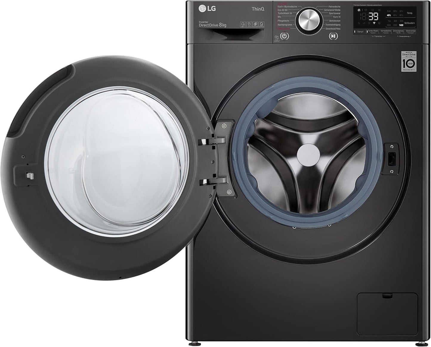 LG F4WV7080, Klasse A, Frontlader-Waschmaschine 8 kg, 1400 U/Min, AI Direct Drive, Wi-Fi, Tiefenreinigung mit Dampf, Groe Kapazitt, TRIPLE A, Außentür aus Sicherheitsglas, 62 x 60 x 85 cm Wei