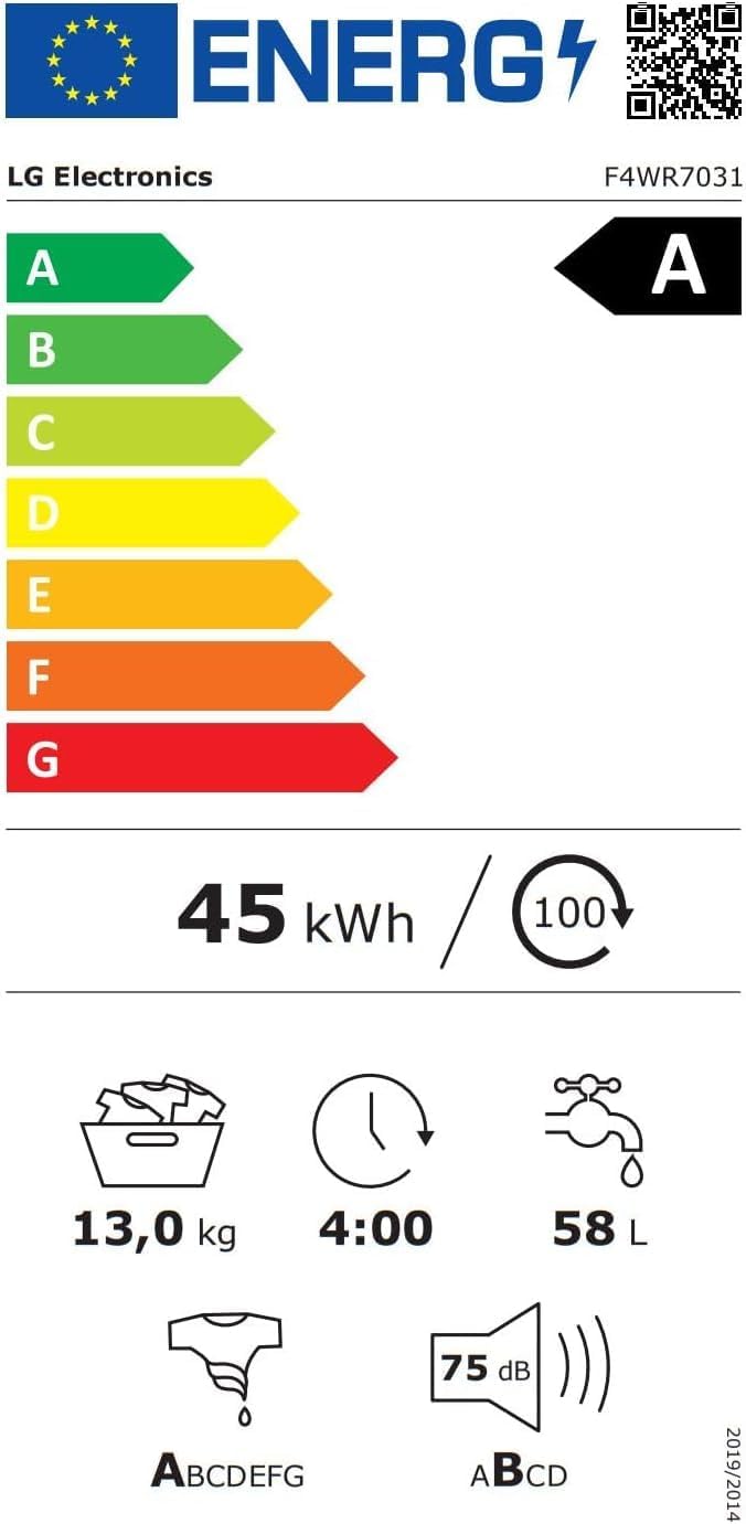 LG F4WV7080, Klasse A, Frontlader-Waschmaschine 8 kg, 1400 U/Min, AI Direct Drive, Wi-Fi, Tiefenreinigung mit Dampf, Groe Kapazitt, TRIPLE A, Außentür aus Sicherheitsglas, 62 x 60 x 85 cm Wei