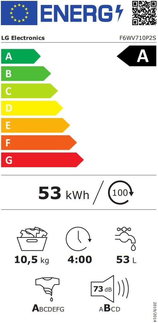 LG F4WV7080, Klasse A, Frontlader-Waschmaschine 8 kg, 1400 U/Min, AI Direct Drive, Wi-Fi, Tiefenreinigung mit Dampf, Groe Kapazitt, TRIPLE A, Außentür aus Sicherheitsglas, 62 x 60 x 85 cm Wei