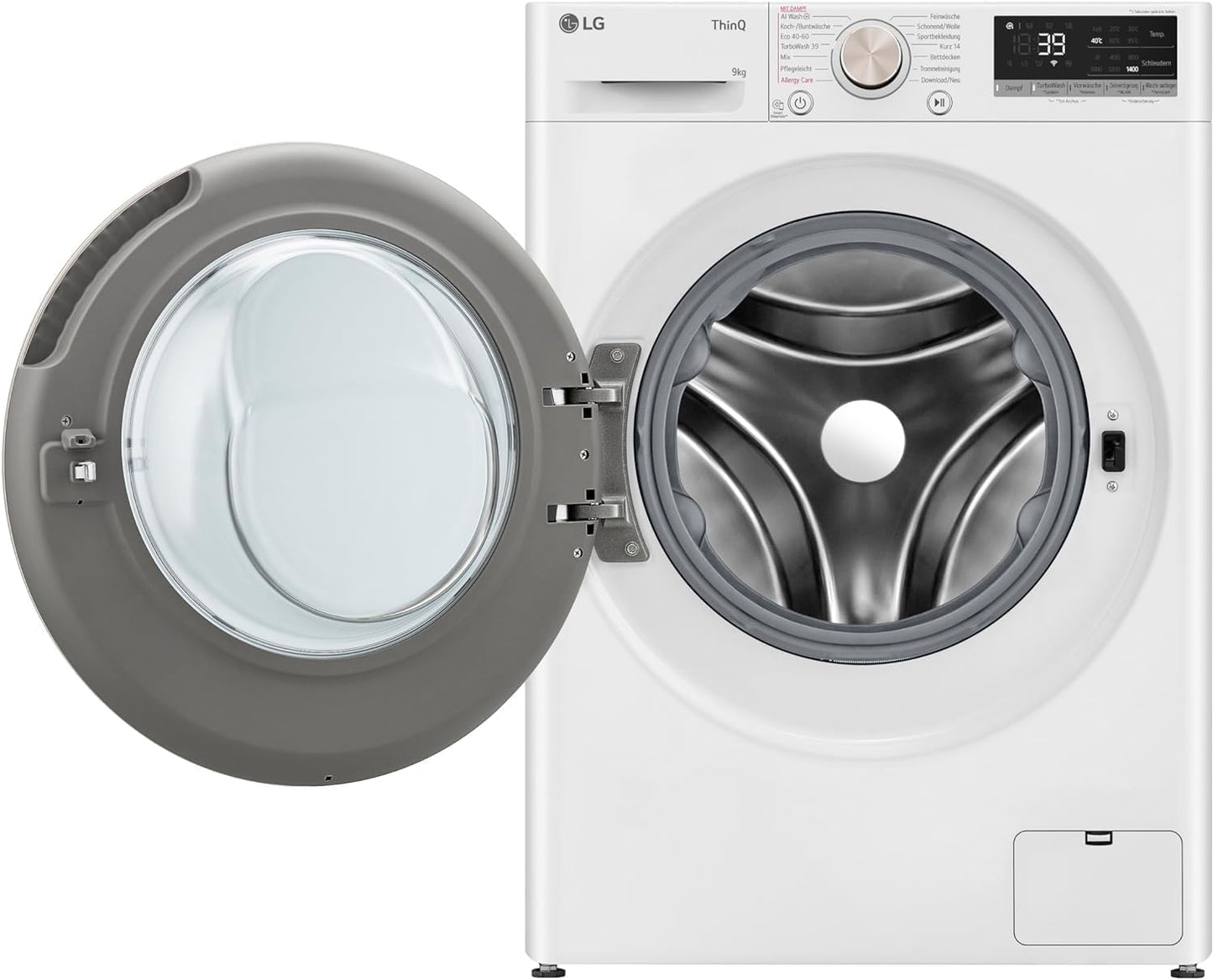 LG F4WV7080, Klasse A, Frontlader-Waschmaschine 8 kg, 1400 U/Min, AI Direct Drive, Wi-Fi, Tiefenreinigung mit Dampf, Groe Kapazitt, TRIPLE A, Außentür aus Sicherheitsglas, 62 x 60 x 85 cm Wei