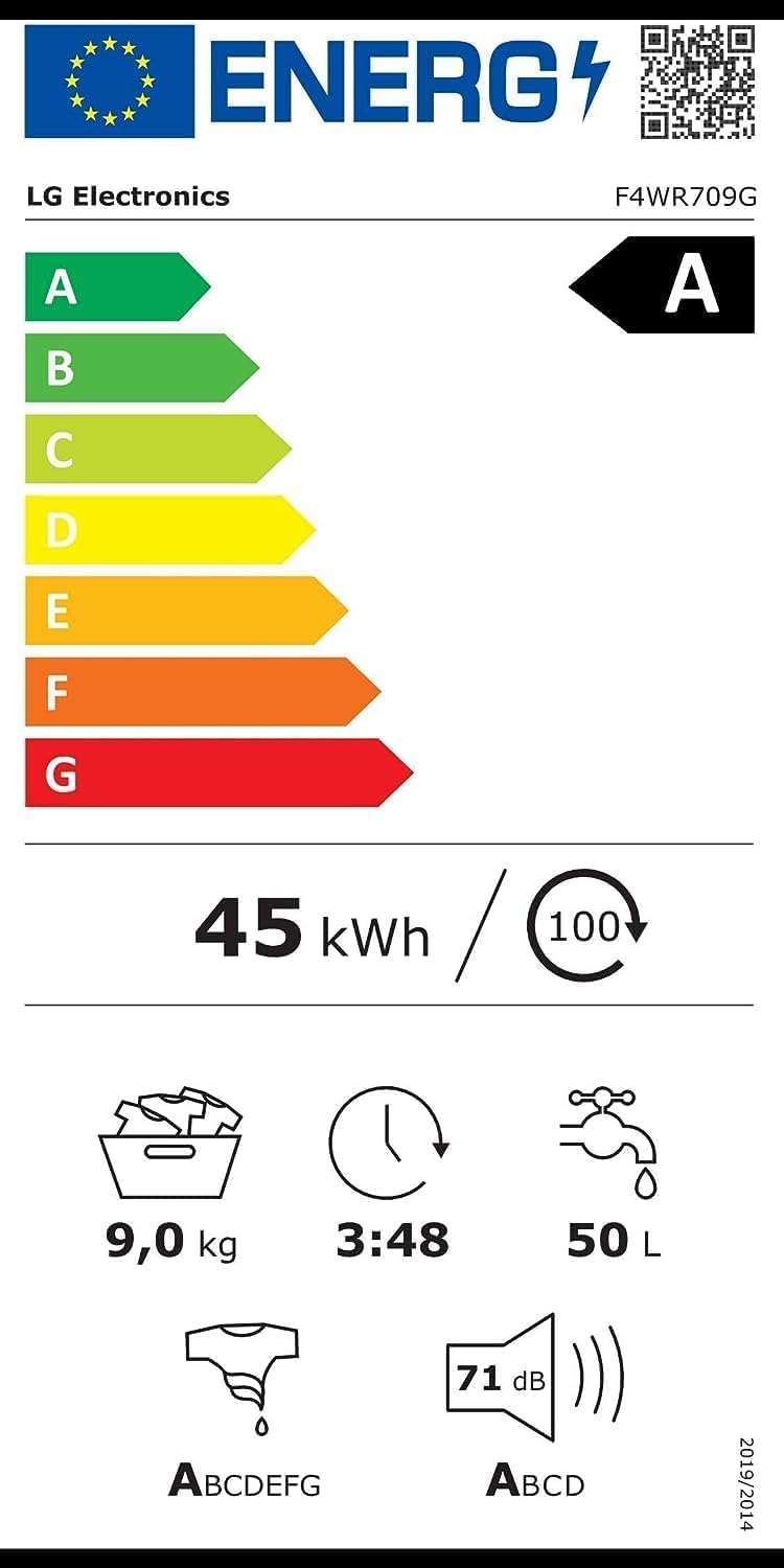 LG F4WV7080, Klasse A, Frontlader-Waschmaschine 8 kg, 1400 U/Min, AI Direct Drive, Wi-Fi, Tiefenreinigung mit Dampf, Groe Kapazitt, TRIPLE A, Außentür aus Sicherheitsglas, 62 x 60 x 85 cm Wei