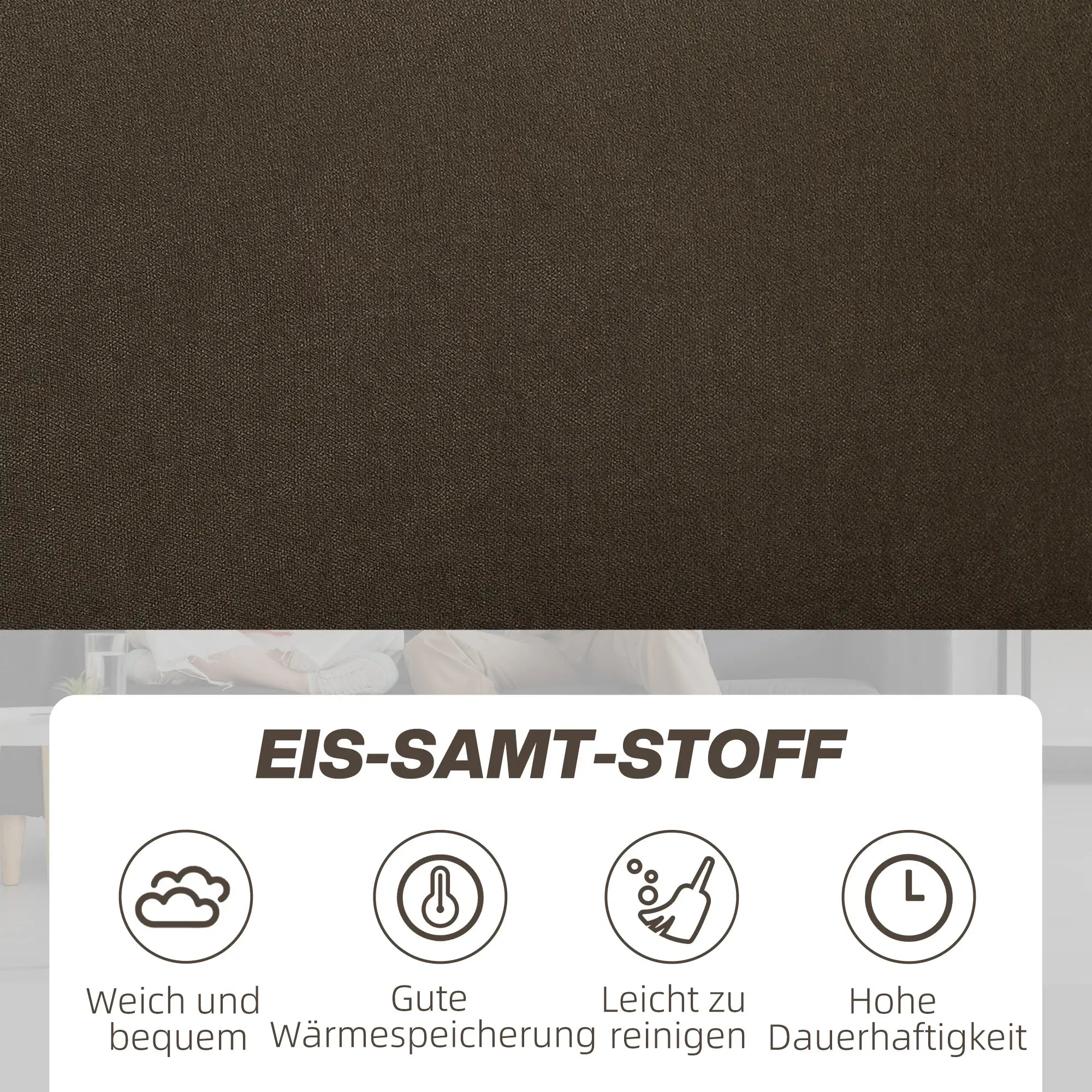 HOMCOM 2-Sitzer Sofa mit Stauraum & Samtoptik, Braun