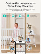 Dr.Care VistaView Smart WLAN Babyphone mit 2 Kameras, 5” 1080P HD, 2K Kamera, App-Steuerung, Bewegungs- & Weinen-Alarm, Nachtsicht, 5000mAh, Zwei-Wege-Audio, 390m Reichweite