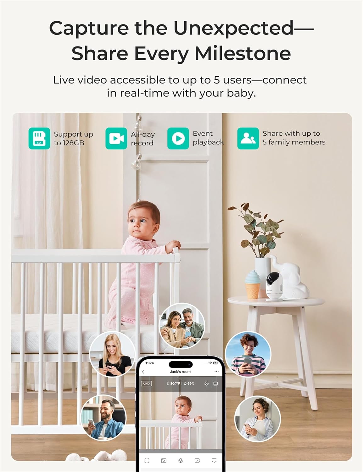 Dr.Care VistaView Smart WLAN Babyphone mit 2 Kameras, 5” 1080P HD, 2K Kamera, App-Steuerung, Bewegungs- & Weinen-Alarm, Nachtsicht, 5000mAh, Zwei-Wege-Audio, 390m Reichweite