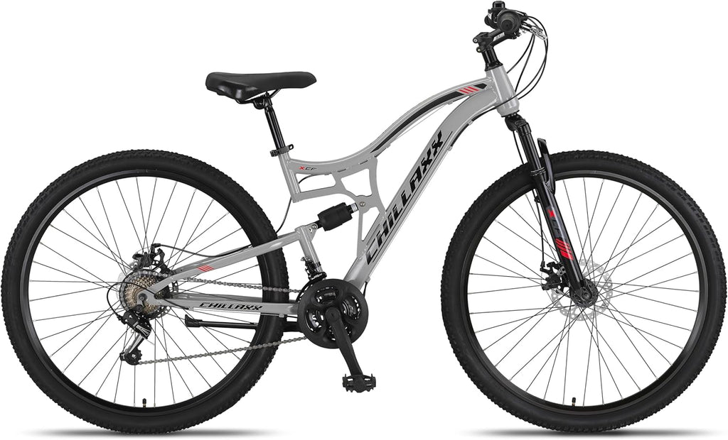Chillaxx Bike Falcon Premium Mountainbike in 24,26,27.5 und 29 Zoll - Fahrrad für Jungen, Mädchen, Damen und Herren - Scheibenbremse- 21 Gang-Schaltung - Vollfederung