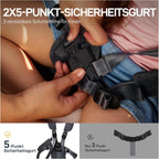 EVER ADVANCED Bollerwagen für 2 Kinder Faltbar mit Dach, Kinderwagen 2x5 Punkt Sicherheitsgurt mit Wickelrucksack, Bollerwagen mit Sitz, Handwagen Transportwagen, Ziehen & Schieben, Fußbremse