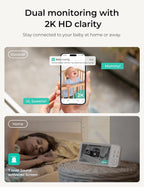Dr.Care VistaView Smart WLAN Babyphone mit 2 Kameras, 5” 1080P HD, 2K Kamera, App-Steuerung, Bewegungs- & Weinen-Alarm, Nachtsicht, 5000mAh, Zwei-Wege-Audio, 390m Reichweite