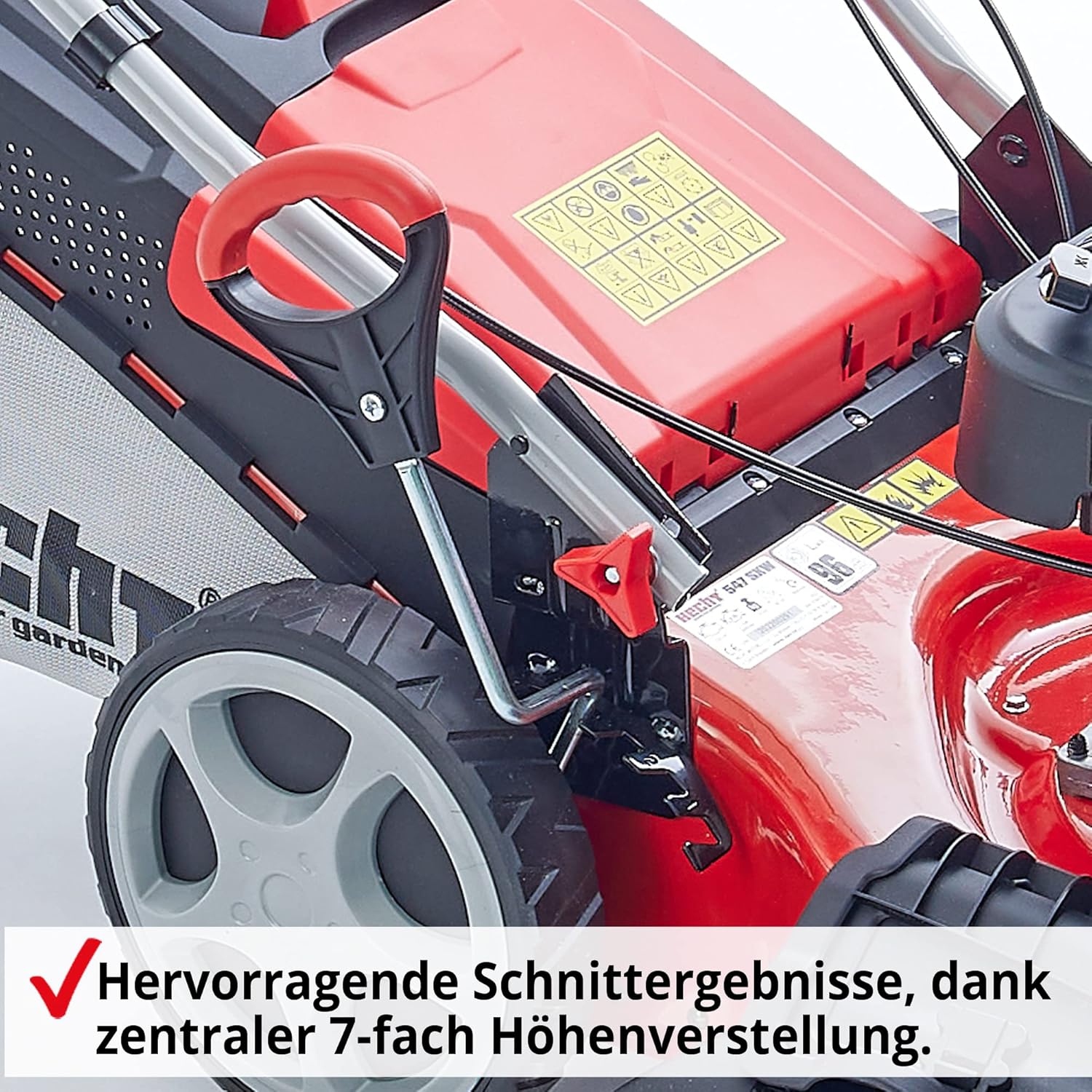 HECHT 5IN1 Rasenmäher Benzin – Bequemer Selbstantrieb - Für Flächen bis 1000 m² - Starker 4 Takt Motor mit 46 cm Schnittbreite – Radantrieb – Mulchfunktion – Seitenauswurf - Rasenmäher Benzin