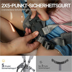 EVER ADVANCED Bollerwagen für 2 Kinder Faltbar mit Dach, Kinderwagen 2x5 Punkt Sicherheitsgurt mit Wickelrucksack, Bollerwagen mit Sitz, Handwagen Transportwagen, Ziehen & Schieben, Fußbremse