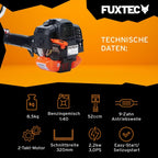 FUXTEC Profi Benzin Motorsense FX-PS162 – Profisense mit 62ccm, Faden und Komfort-Tragegurt – Rasentrimmer mit Antivibrationssystem – 2-Takt Freischneider Fadenspule