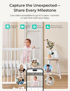 Dr.Care VistaView Smart WLAN Babyphone mit 2 Kameras, 5” 1080P HD, 2K Kamera, App-Steuerung, Bewegungs- & Weinen-Alarm, Nachtsicht, 5000mAh, Zwei-Wege-Audio, 390m Reichweite