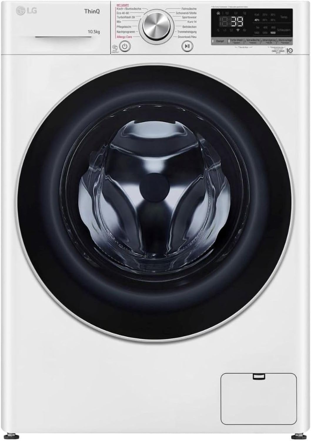 LG F4WV7080, Klasse A, Frontlader-Waschmaschine 8 kg, 1400 U/Min, AI Direct Drive, Wi-Fi, Tiefenreinigung mit Dampf, Groe Kapazitt, TRIPLE A, Außentür aus Sicherheitsglas, 62 x 60 x 85 cm Wei